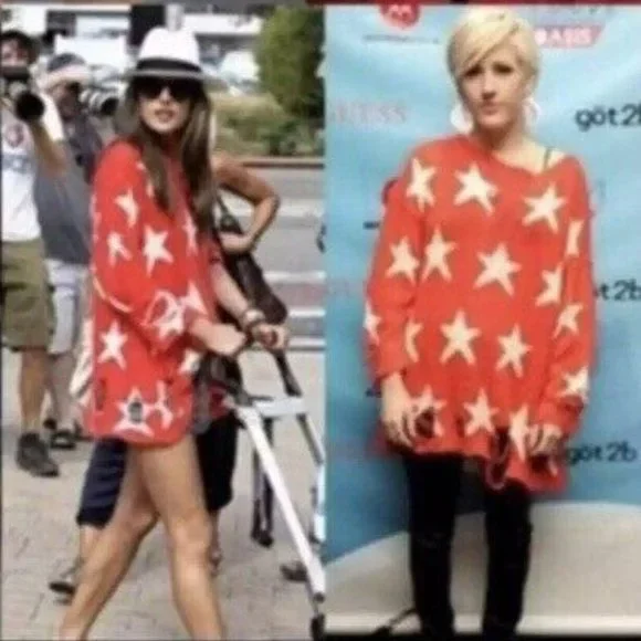 💥HOT ITEM💥Seeing Stars Speckled Distressed Lennon Sweater in Scarlet Red - Picture 3 of 16